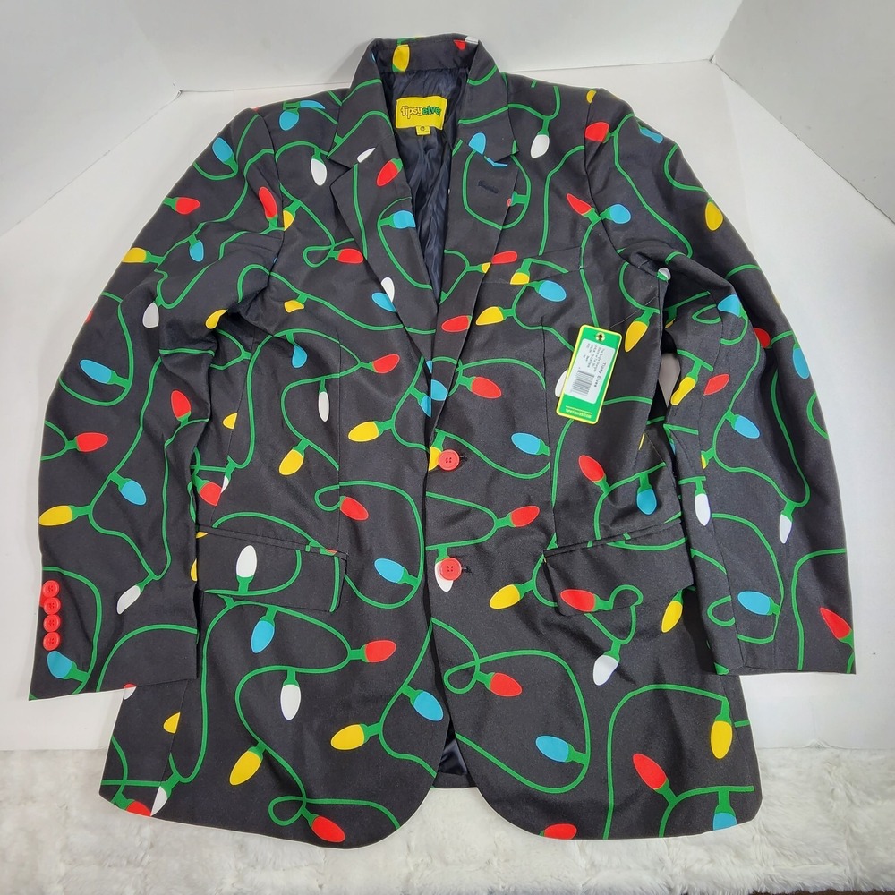 Tipsy Elves Tangle Wrangler Christmas Lights Blazer Black Muli Color Size 36 NWT